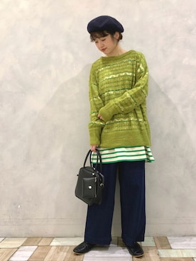 「POU DOU DOU（プードゥドゥ）のチャームポーチ付きショルダーバッグ（ショルダーバッグ、ブラック系）」を使った、kondoさん（レディース・156cm）の秋コーディネート