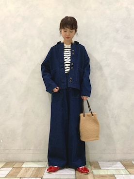 「POU DOU DOU（プードゥドゥ）のアイテム（ジャケット/アウター）」を使った、kondoさん（レディース・156cm）の秋コーディネート