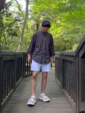 「Onitsuka Tiger（オニツカタイガー）のアイテム（サンダル）」を使った、ramuperryさん（メンズ・170cm）の夏コーディネート