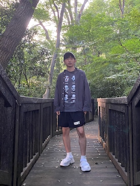 「Onitsuka Tiger（オニツカタイガー）のアイテム（サンダル）」を使った、ramuperryさん（メンズ・170cm）の夏コーディネート