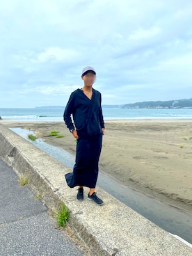 「海」｜「アイテム（スウェット）」を使った、hiro55さん（レディース・175cm）の秋コーディネート