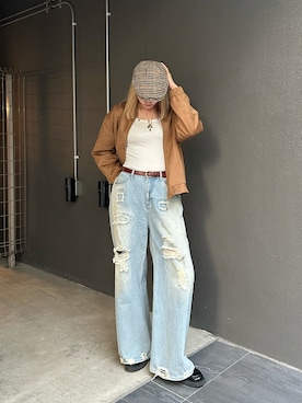 「アイテム（ハンチング/ベレー帽）」を使った、すみなさん（レディース・171cm・20代）の秋コーディネート