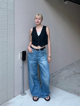 「アイテム（ベスト）」を使った、すみなさん（骨格ナチュラル・レディース・171cm）の夏コーディネート