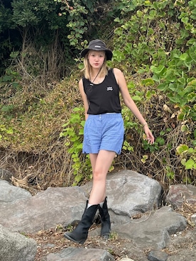 「MOUSSY（マウジー）のWESTERN ブーツ（ブーツ）」を使った、すみなさん（レディース・171cm）の夏コーディネート