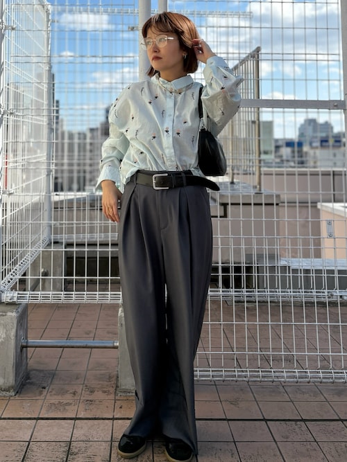 ブラウス シャツ 「made in INDIA」シロツメクサ刺繍シャツ レディース POU DOU ブラウス シャツ 「made in INDIA」シロツメクサ刺繍