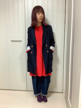 「mercibeaucoup,（メルシーボークー）のアイテム（ジャケット/アウター）」を使った、ちぃまゆちゃんさん（レディース・154cm）の春コーディネート