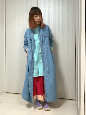 「Samansa Mos2 blue（サマンサモスモスブルー）のアイテム（シャツワンピース）」を使った、ちぃまゆちゃんさん（レディース・154cm）の春コーディネート