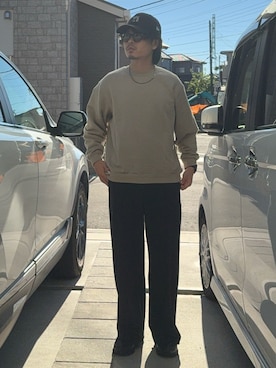 「アイテム（スウェット）」を使った、山子さん（メンズ・170cm・30代）の秋コーディネート