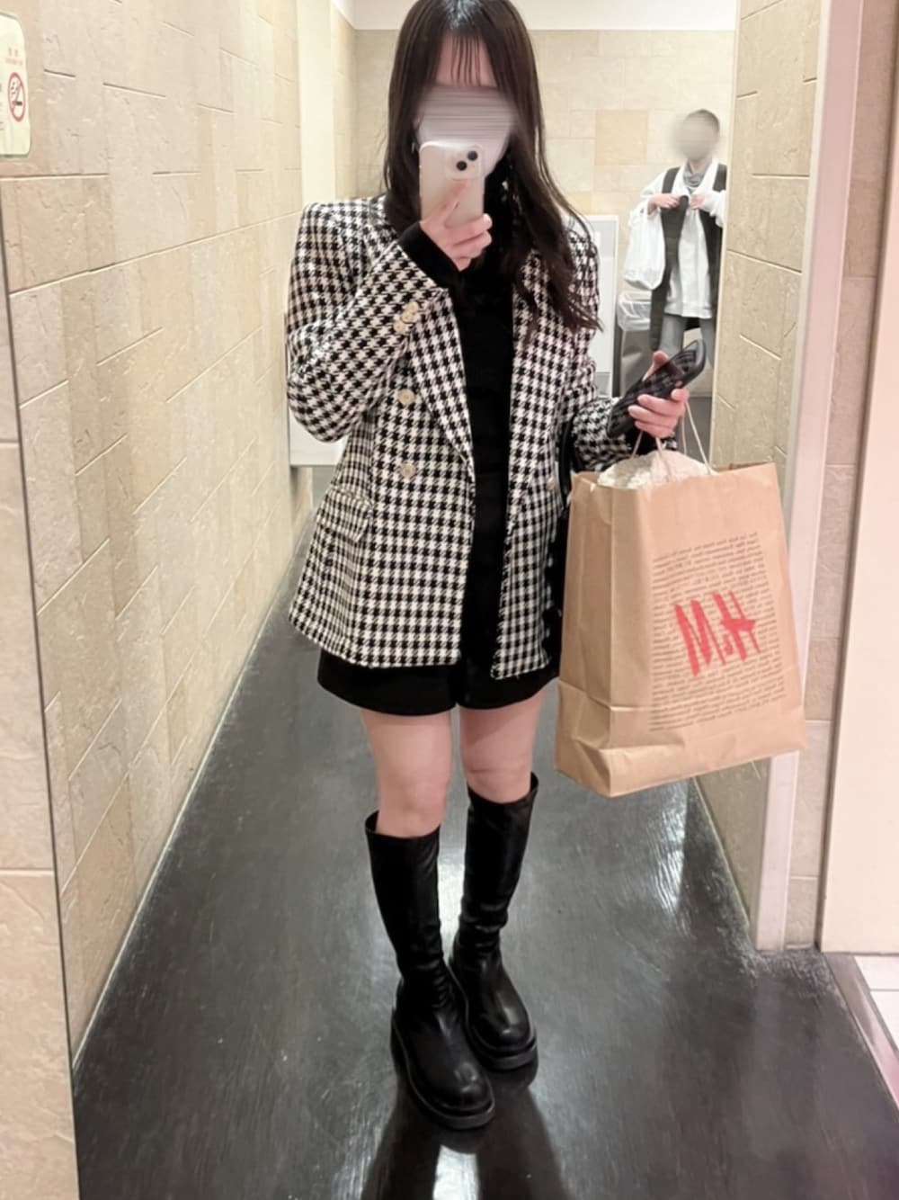 テーラージャケット　セットアップ　千鳥柄　ZARA 美品 ザラ ZARA 千鳥柄 セットアップ 水色 Mサイズ テーラード