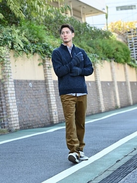 「NAVY（ネイビー）のアイテム」を使った、マックハウスZOZOスタイリスト メンズさん（メンズ・178cm）の冬コーディネート