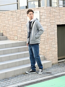 「インディゴデニム」｜マックハウスZOZOスタイリスト メンズさん（メンズ・178cm）の冬コーディネート