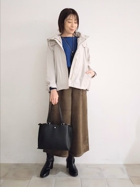 「アイテム（ブーツ）」を使った、miomioさん（レディース・157cm）の秋コーディネート