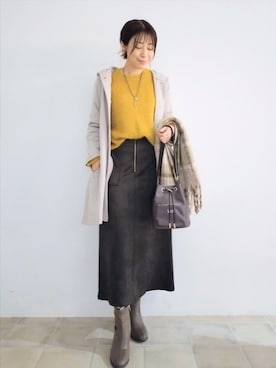 「アイテム（ストール/ショール）」を使った、miomioさん（レディース・157cm）の秋コーディネート