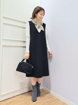 「アイテム（ストール/ショール）」を使った、miomioさん（レディース・157cm）の冬コーディネート