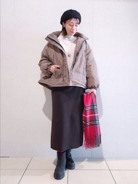 「アイテム（ハンチング/ベレー帽）」を使った、miomioさん（レディース・157cm）の冬コーディネート