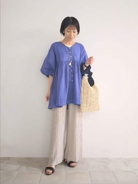 「アイテム（ネックレス）」を使った、miomioさん（レディース・157cm）の夏コーディネート