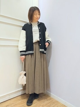 「巾着バッグ」｜「アイテム（ブーツ）」を使った、miomioさん（レディース・157cm）の冬コーディネート