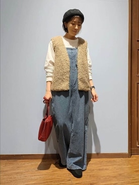 「アイテム（サロペット/オーバーオール）」を使った、miomioさん（レディース・157cm）の秋コーディネート