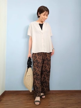 「リラックスパンツ」｜miomioさん（レディース・157cm）の夏コーディネート