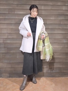 「アイテム（ストール/ショール）」を使った、miomioさん（レディース・157cm）の秋コーディネート