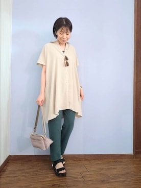 「アイテム（チュニック）」を使った、miomioさん（レディース・157cm）の夏コーディネート