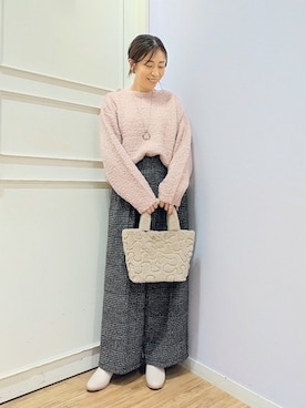 「DRESKIP（ドレスキップ）の【S-LL】ほんのり甘い ふわふわニットトップス（ニット/セーター）」を使った、miomioさん（レディース・157cm）の秋コーディネート