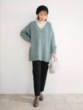 「アイテム（チュニック）」を使った、miomioさん（レディース・157cm）の秋コーディネート