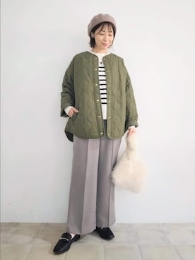 「アイテム（アクセサリー、ブラック系）」を使った、miomioさん（レディース・157cm）の秋コーディネート