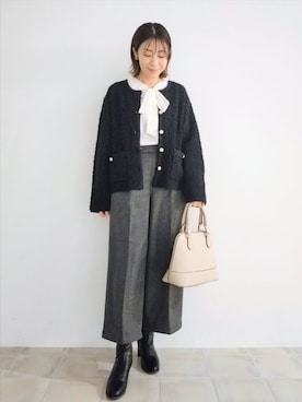 「アイテム（トートバッグ）」を使った、miomioさん（レディース・157cm）の冬コーディネート