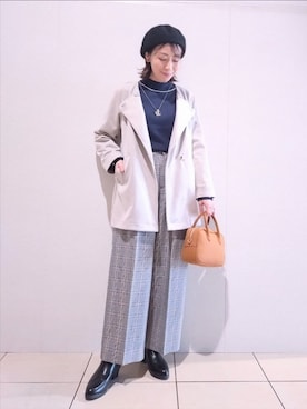 「アイテム（ハンチング/ベレー帽）」を使った、miomioさん（レディース・157cm）の冬コーディネート