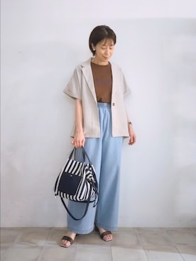 「アイテム（Tシャツ/カットソー）」を使った、miomioさん（レディース・157cm）の夏コーディネート