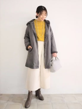 「イエロー」｜「アイテム（ブーツ）」を使った、miomioさん（レディース・157cm）の秋コーディネート