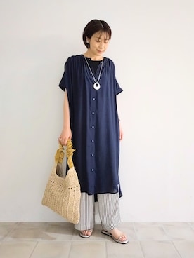 「150cm台コーデ」｜「アイテム（アクセサリー）」を使った、miomioさん（レディース・157cm）の夏コーディネート