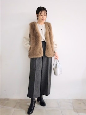 「アイテム（ベスト）」を使った、miomioさん（レディース・157cm）の秋コーディネート