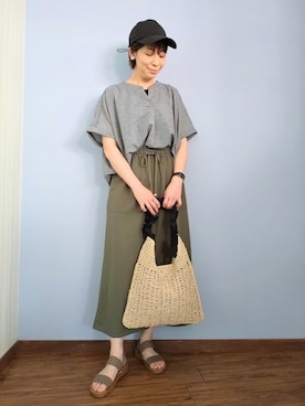 「150cm台コーデ」｜「アイテム（キャップ）」を使った、miomioさん（レディース・157cm）の夏コーディネート