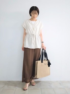 「フェミニンコーデ」｜「アイテム（サンダル）」を使った、miomioさん（レディース・157cm）の夏コーディネート