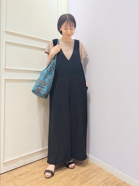 「アイテム（オールインワン・サロペット）」を使った、miomioさん（レディース・157cm）の夏コーディネート