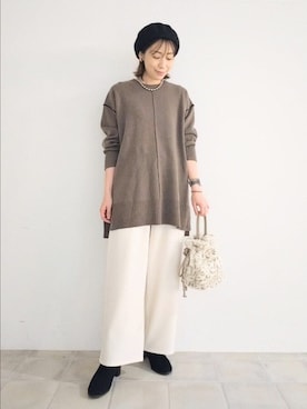 「アイテム（チュニック）」を使った、miomioさん（レディース・157cm）の冬コーディネート