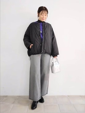 「Cutie Blonde（キューティーブロンド）の【S-LL】上品なレースハイネックトップス（Tシャツ/カットソー）」を使った、miomioさん（レディース・157cm）の秋コーディネート