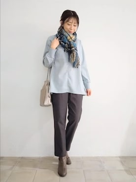 「アイテム（ストール/ショール）」を使った、miomioさん（レディース・157cm）の秋コーディネート
