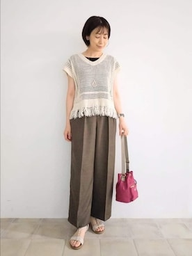 「アイテム（サンダル、ゴールド系）」を使った、miomioさん（レディース・157cm）の夏コーディネート