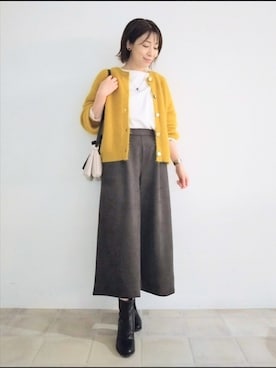 「SHOO・LA・RUE（シューラルー）のアイテム（ブーツ）」を使った、miomioさん（レディース・157cm）の秋コーディネート