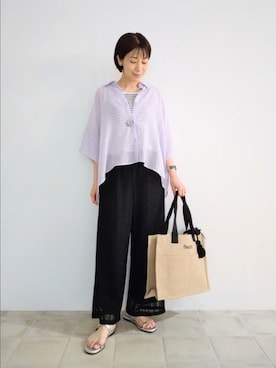 「アイテム（ネックレス）」を使った、miomioさん（レディース・157cm）の夏コーディネート