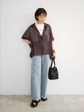 「Cutie Blonde（キューティーブロンド）のアイテム（デニムパンツ）」を使った、miomioさん（レディース・157cm）の夏コーディネート