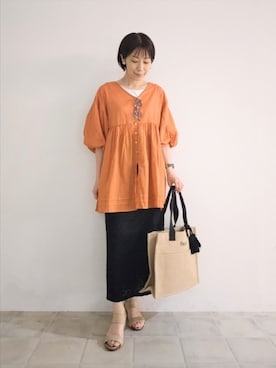 「アイテム（サンダル、ゴールド系）」を使った、miomioさん（レディース・157cm）の夏コーディネート