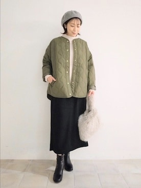 「スカートコーデ」｜「アイテム（帽子）」を使った、miomioさん（レディース・157cm）の冬コーディネート
