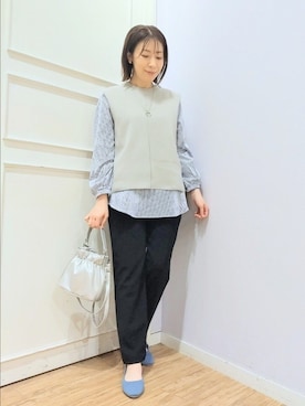 「黒パンツ」｜miomioさん（レディース・157cm）の春コーディネート