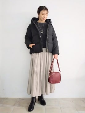 「アイテム（ダウンジャケット/コート）」を使った、miomioさん（レディース・157cm）の秋コーディネート
