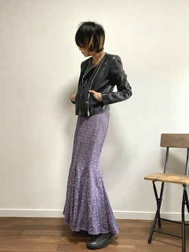 「秋トレンド2021」｜「アイテム（ライダースジャケット）」を使った、Misakiさん（レディース・162cm）の秋コーディネート