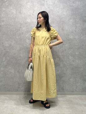「アイテム（ワンピース/ドレス、イエロー系）」を使った、taniai_hさん（レディース・162cm）の夏コーディネート